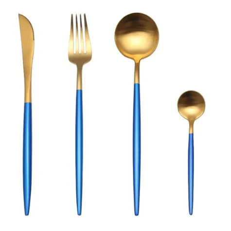 24-Piece Ruokailuväline Setti Kultaiset ja Hopeiset Yksityiskohdat - Image 18
