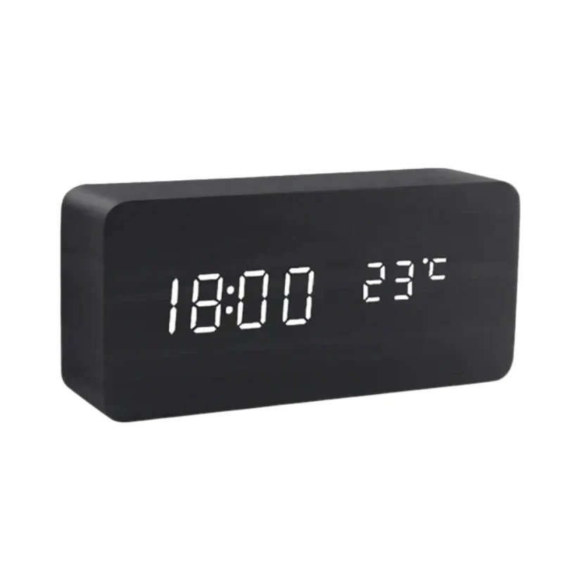 Ääniohjattu LED-kello Moderni Puukotelo - Image 11