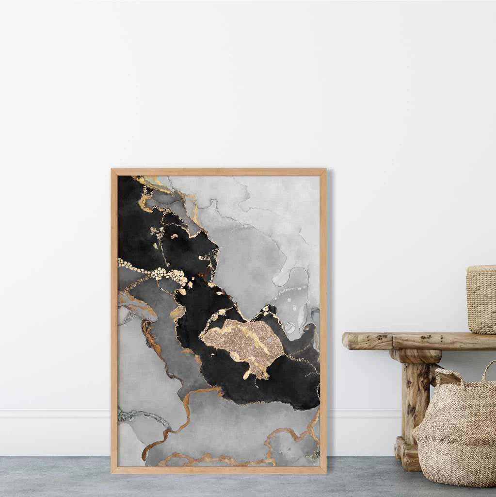 Abstract Art -juliste nro 3 musta ja kulta - Image 3
