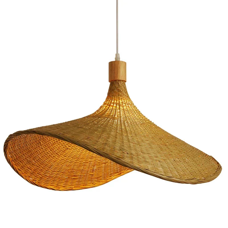 Bamboo Wicker Pendant Light Rustic Boho Style - Image 7