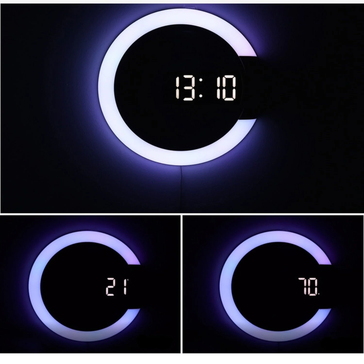 Digitaalinen Seinäkello LED-valaistuksella Moderni Design - Image 3
