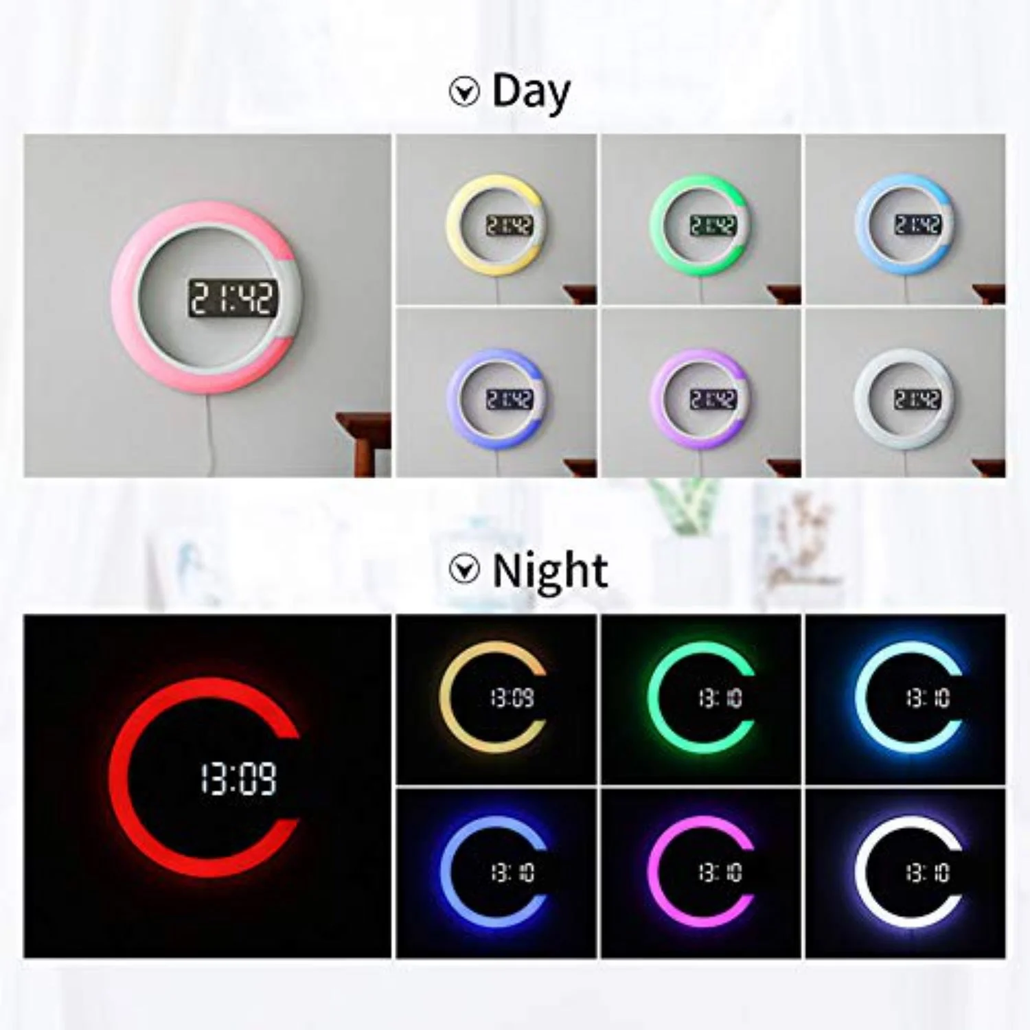 Digitaalinen Seinäkello LED-valaistuksella Moderni Design - Image 8
