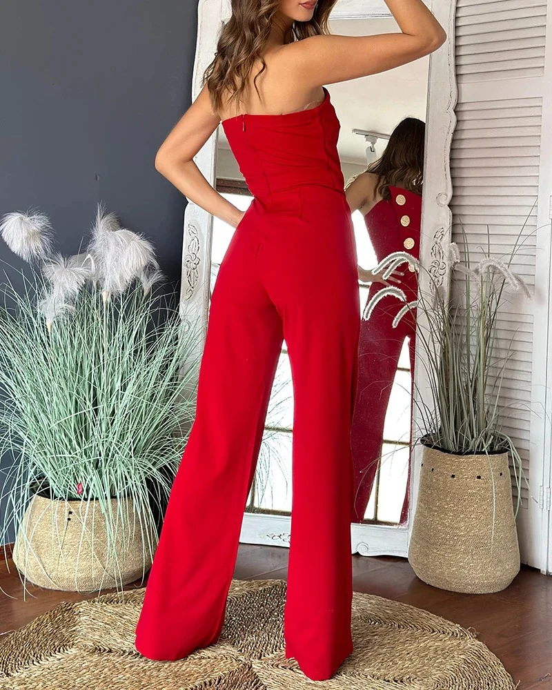 Epäsymmetrinen Bandeau olkaimeton Jumpsuit - Image 10