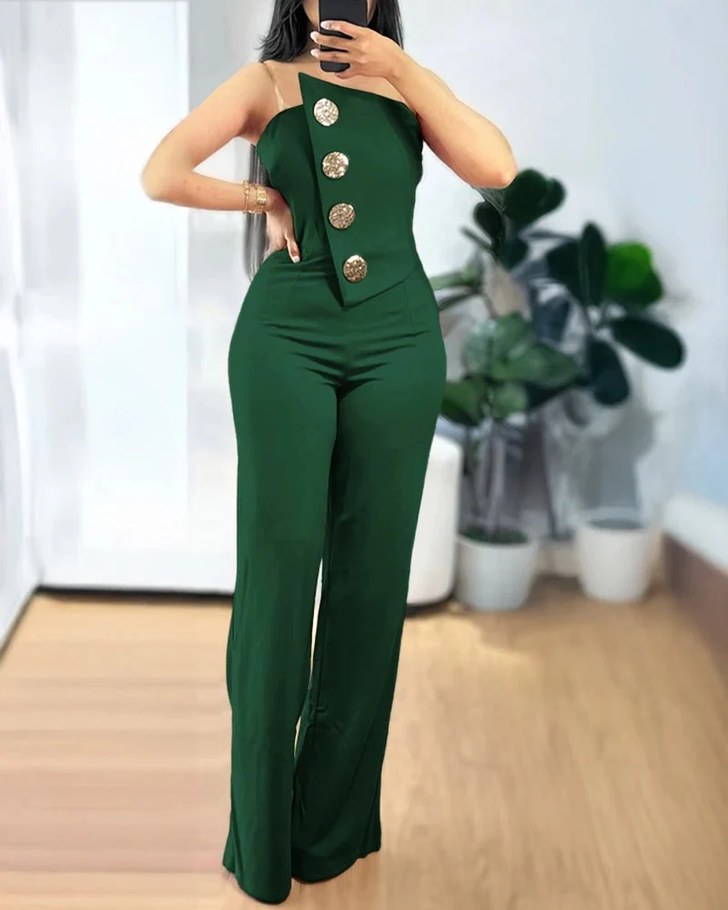 Epäsymmetrinen Bandeau olkaimeton Jumpsuit - Image 3