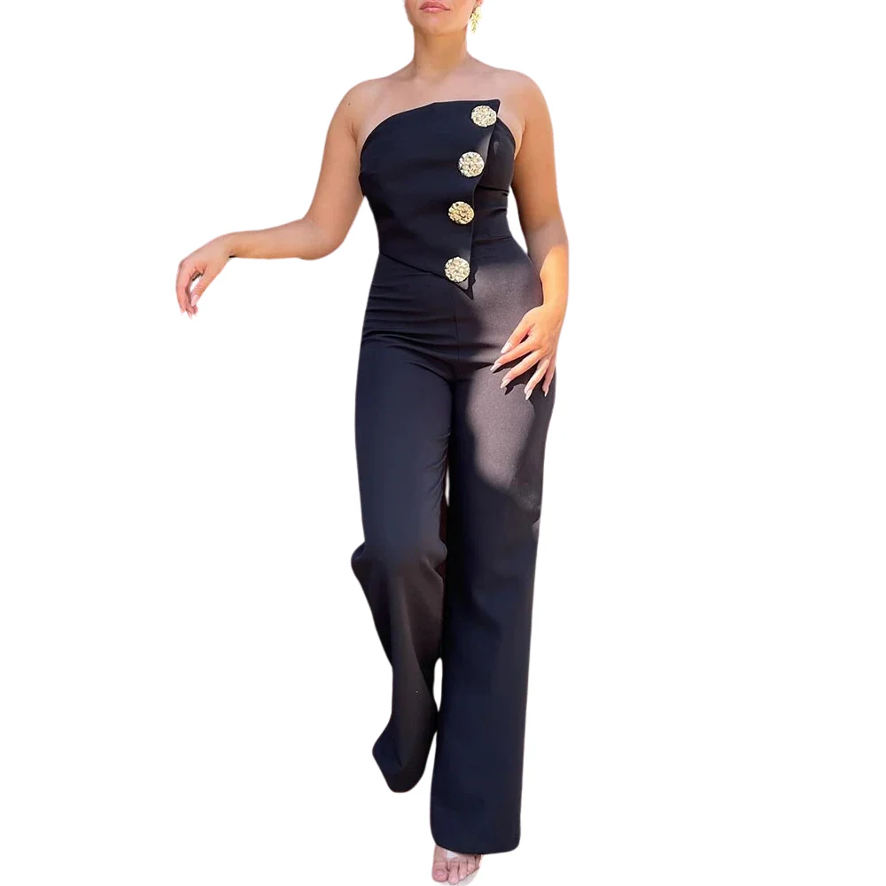 Epäsymmetrinen Bandeau olkaimeton Jumpsuit - Image 8