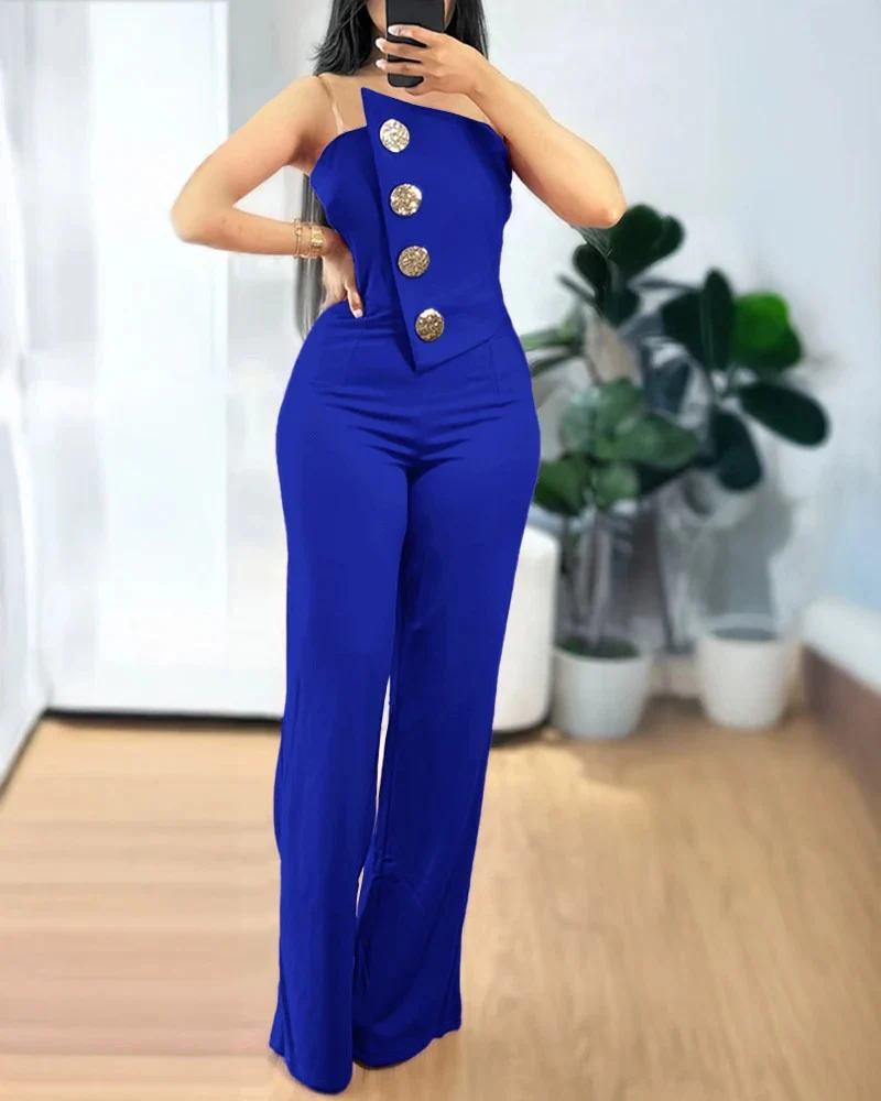Epäsymmetrinen Bandeau olkaimeton Jumpsuit - Image 9