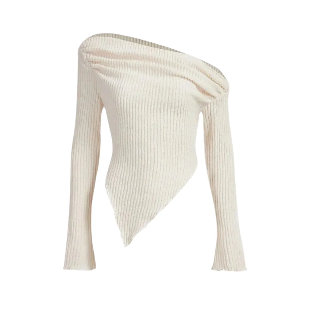 Epäsymmetrinen Ribbed rento villapaita - Image 2