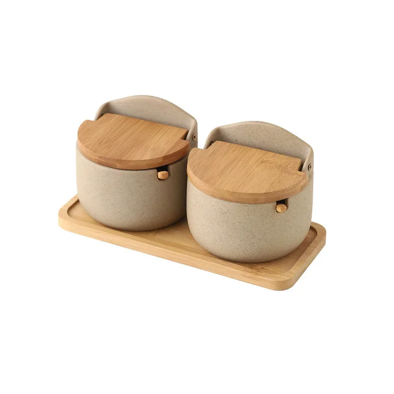 Japanilaistyylinen Keraaminen Maustepurkki Bambukannella - Image 9