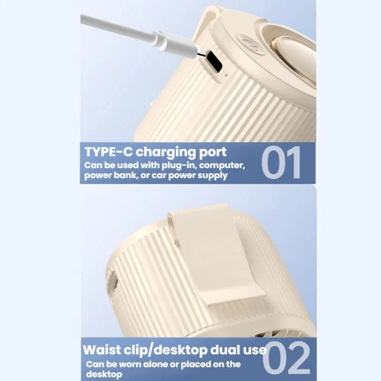 Kannettava USB Tuuletin Vyötärökiinnitys Ulkoiluun Kompakti Muotoilu - Image 8