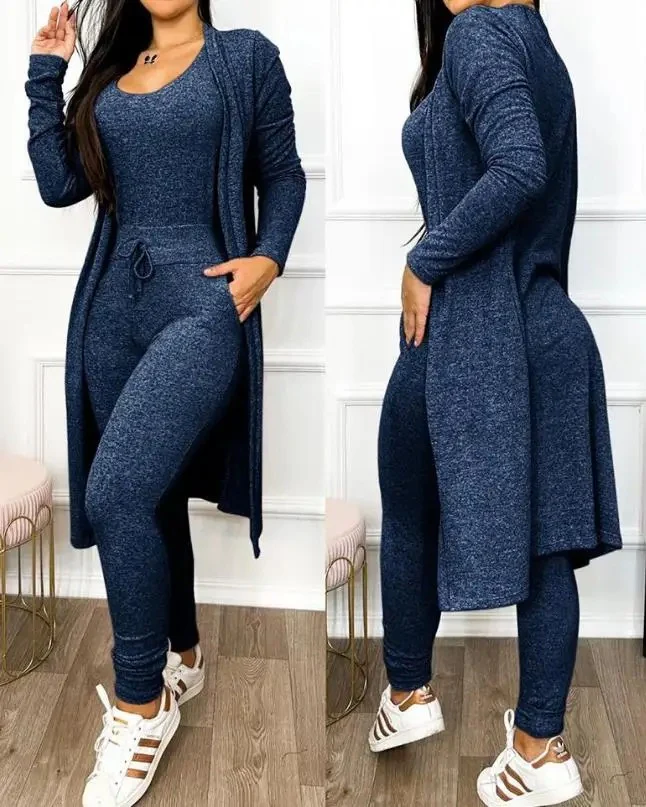 Kiristysnauha Pocket Design Jumpsuit & takki Set - Image 7