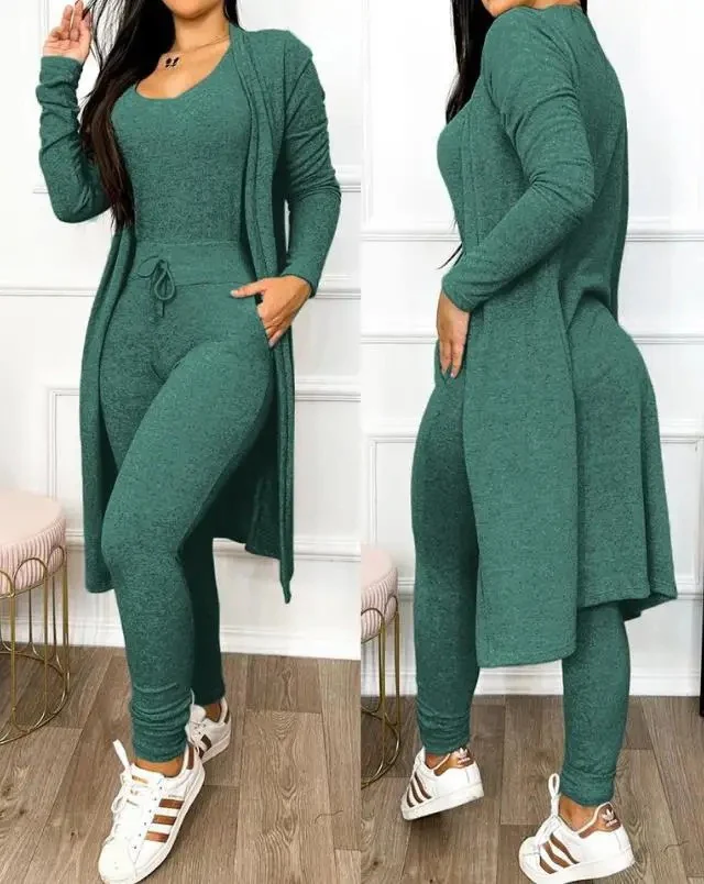 Kiristysnauha Pocket Design Jumpsuit & takki Set - Image 9