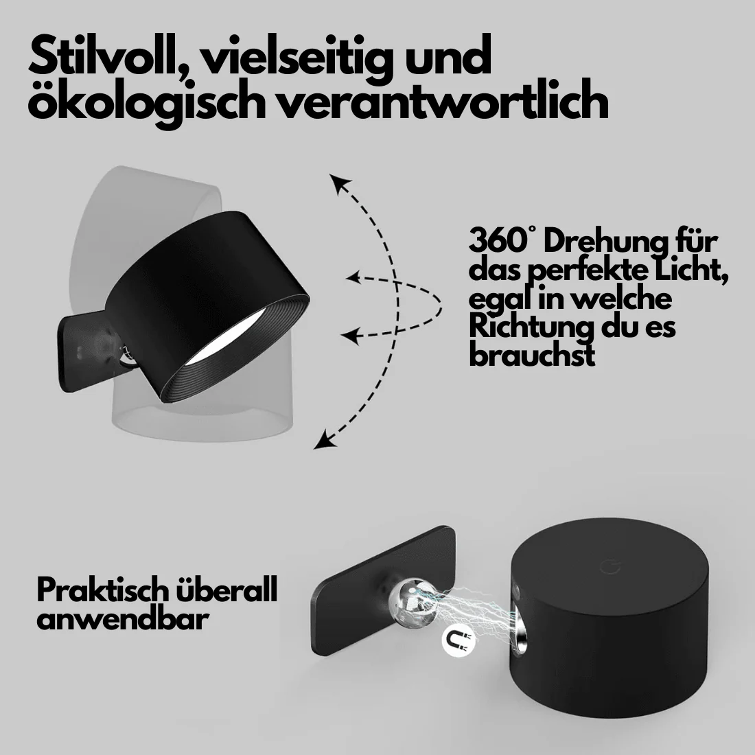 Ladattava Seinävalaisin 360° Säädettävä Moderni LED-valaisin Sisälle - Image 6