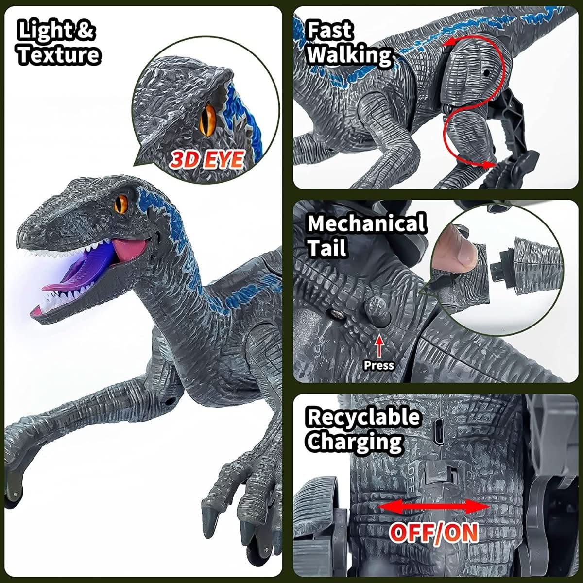 Lasten Interaktiivinen Dinosaurus Valolla ja Äänellä - Image 4