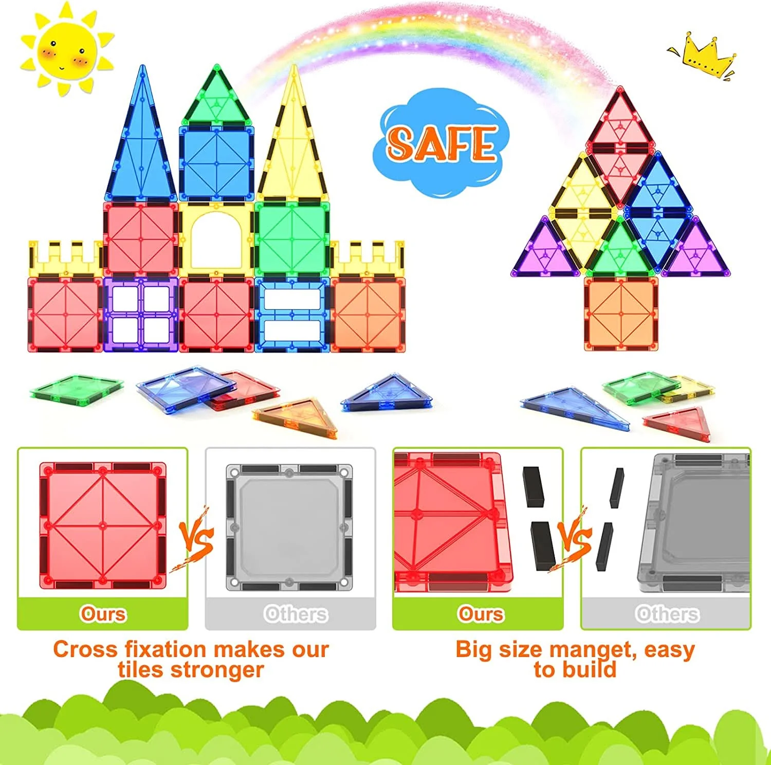Lasten Magneettiset Rakennuspalikat Montessori-tyylillä 40 Kappaletta - Image 6