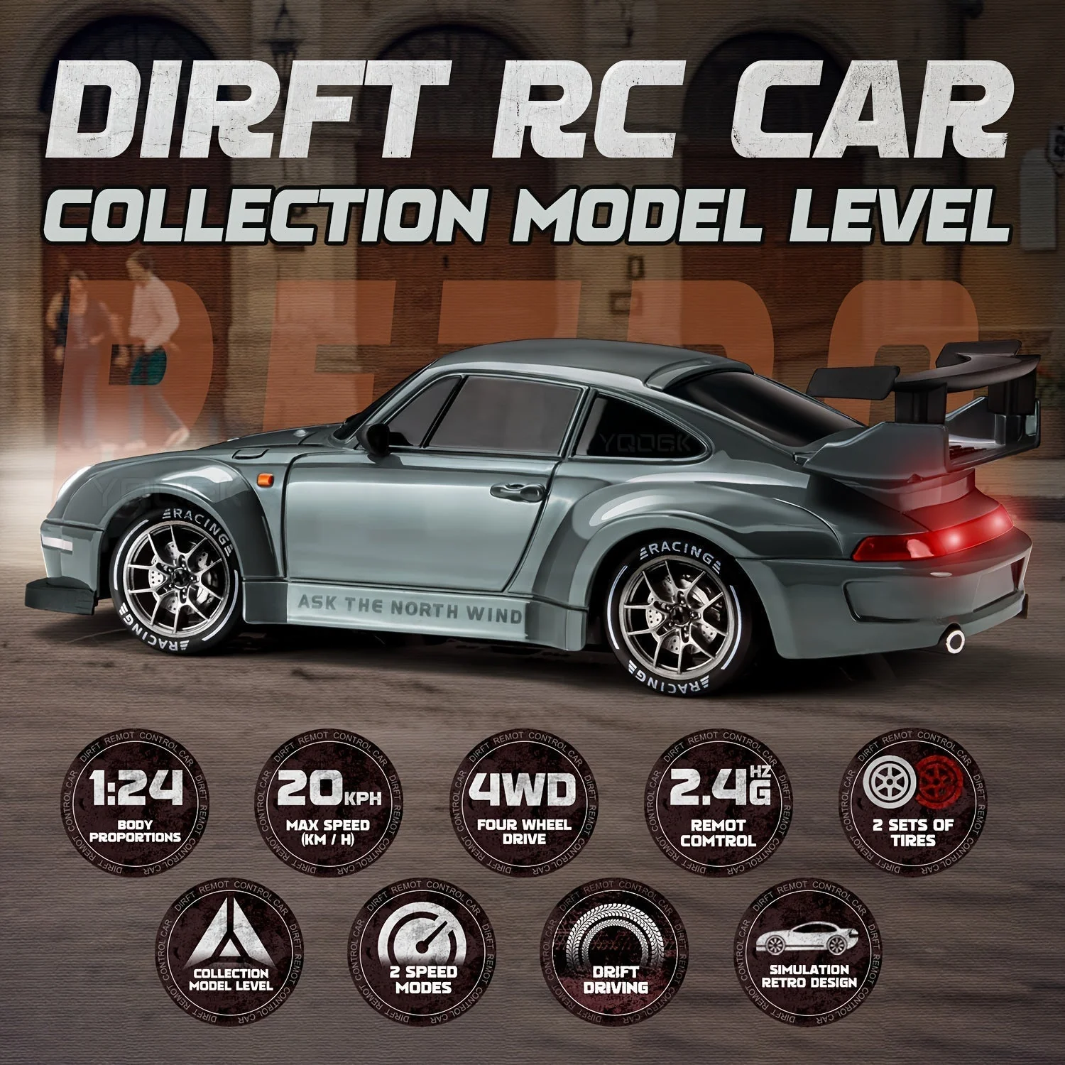 Lasten RC Drift Auto LED-valoilla 4WD - Image 5