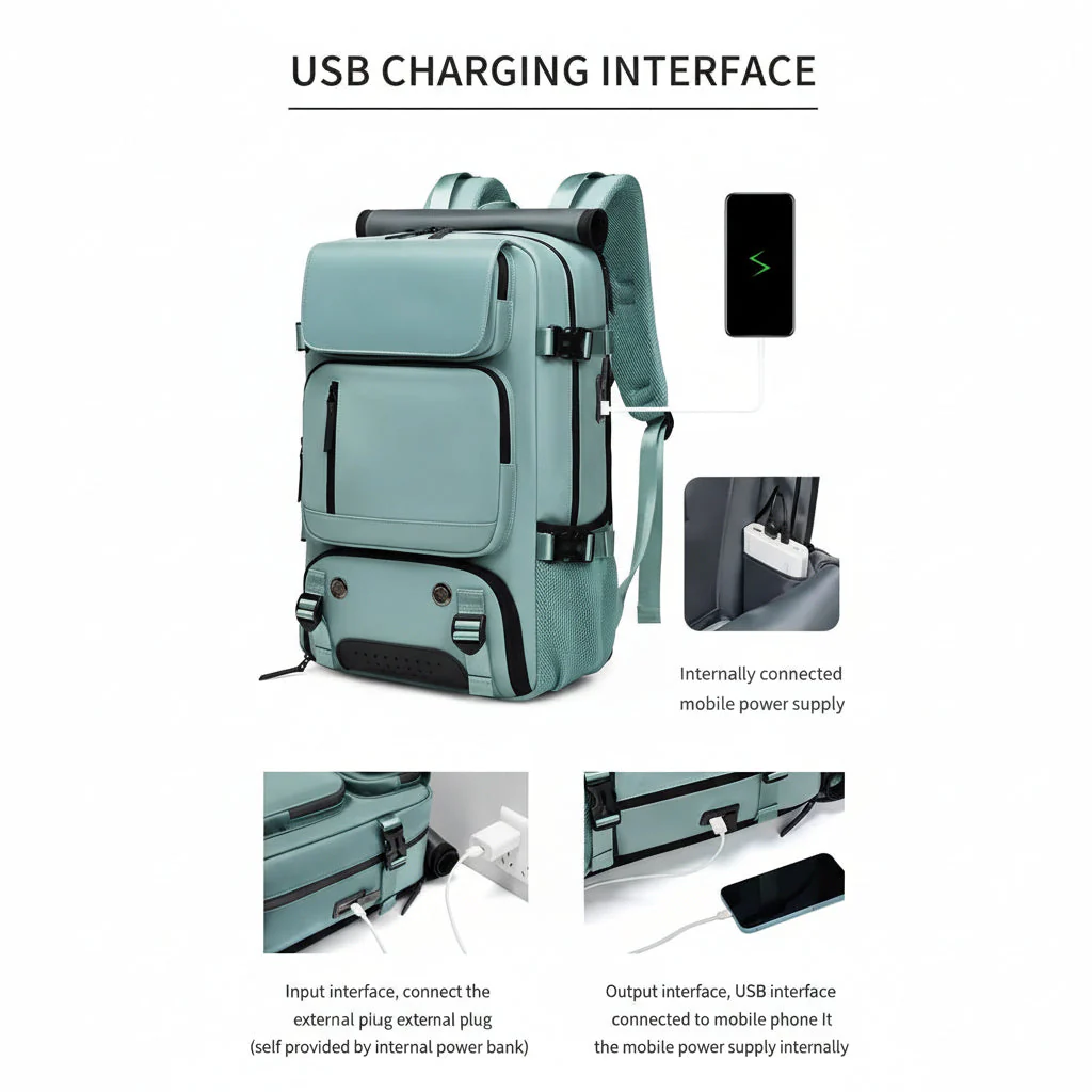Matkareppu USB-portilla ja Erillisellä Kenkälokerolla Moderni Muotoilu - Image 6