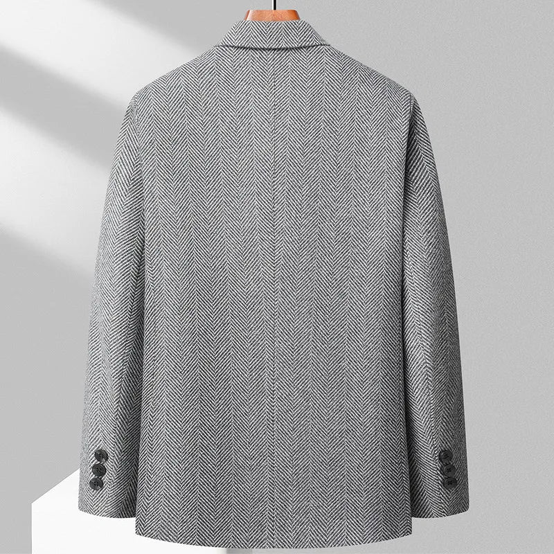 Miesten Blazer Ullasekoitus Klassinen Muotoilu Hackattu Lapel - Image 4