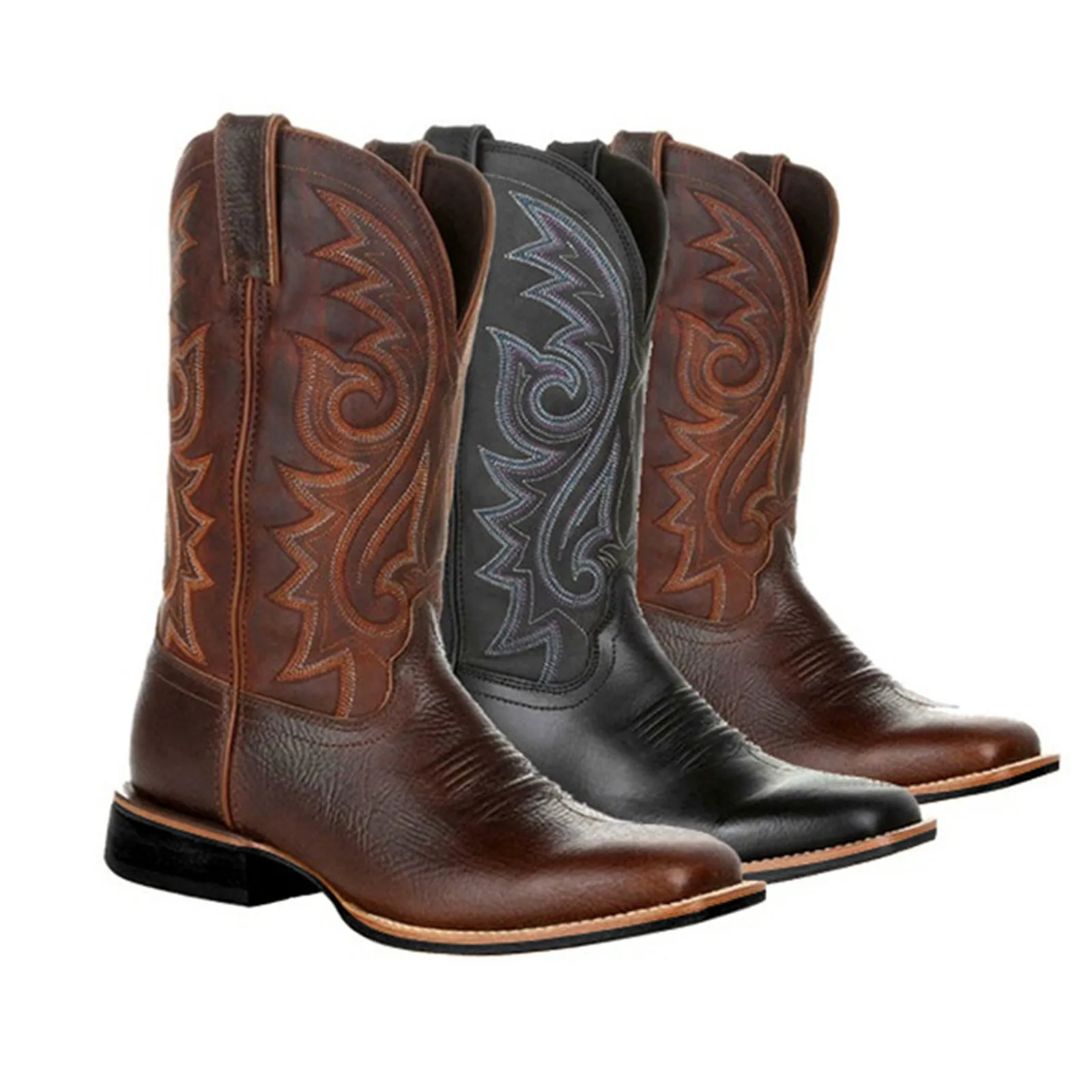 Miesten Cowboy Bootsit Brodeerattu Denim Retrotyyli - Image 7