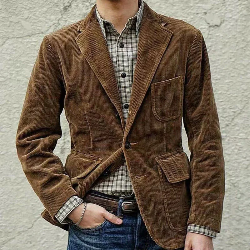 Miesten Cord-Blazer ja Vestiyhdistelmä Modernilla Corduroy Materiaalilla - Image 3