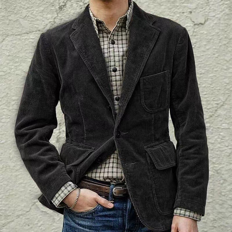 Miesten Cord-Blazer ja Vestiyhdistelmä Modernilla Corduroy Materiaalilla - Image 4