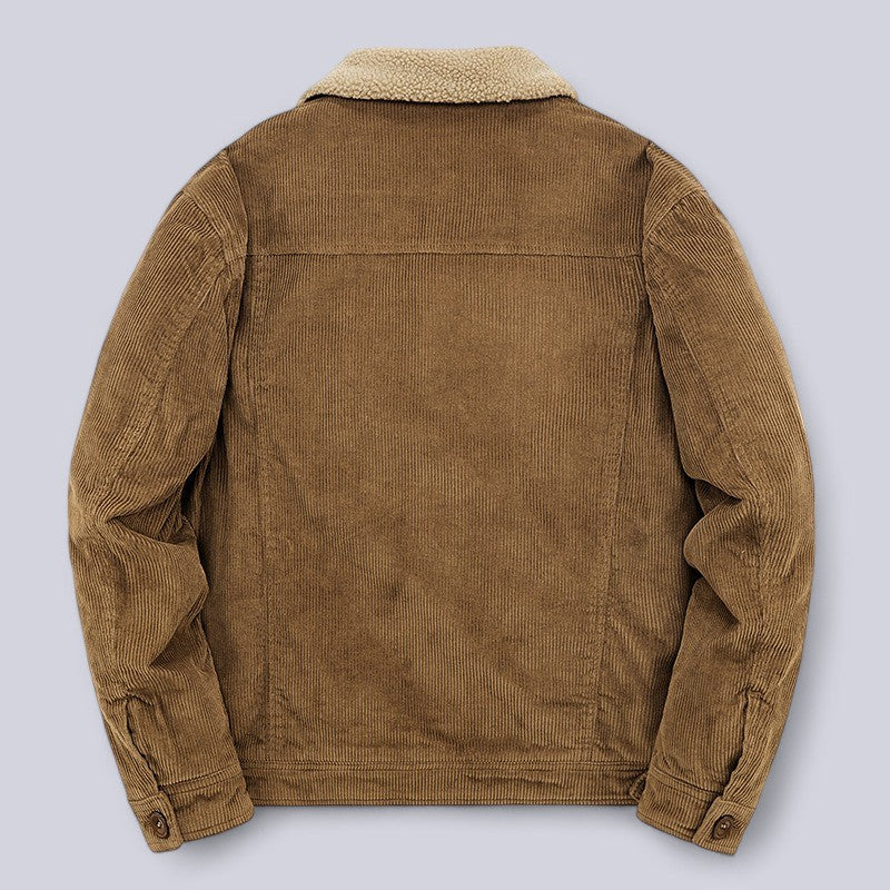 Miesten Corduroy Takki Pehmeällä Vuorella Tuulenpitävä - Image 2