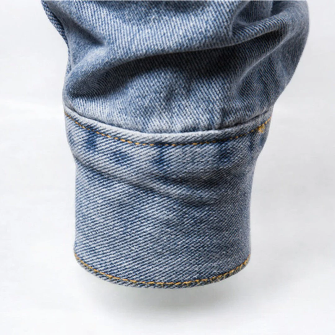 Miesten Denim Takki Pesemätön Tyylillä Kestävä Denim - Image 3
