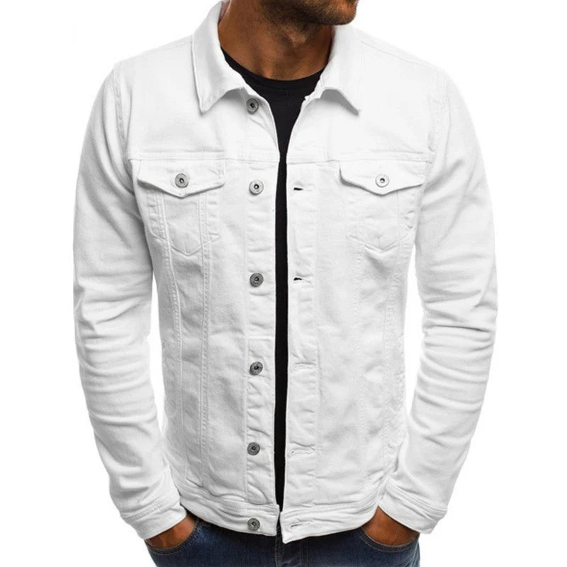 Miesten Denim Takki Regular Fit Napitettava Rintataskuilla