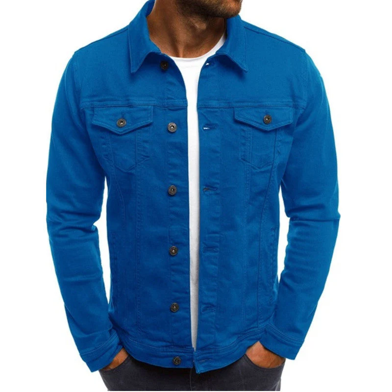 Miesten Denim Takki Regular Fit Napitettava Rintataskuilla - Image 4