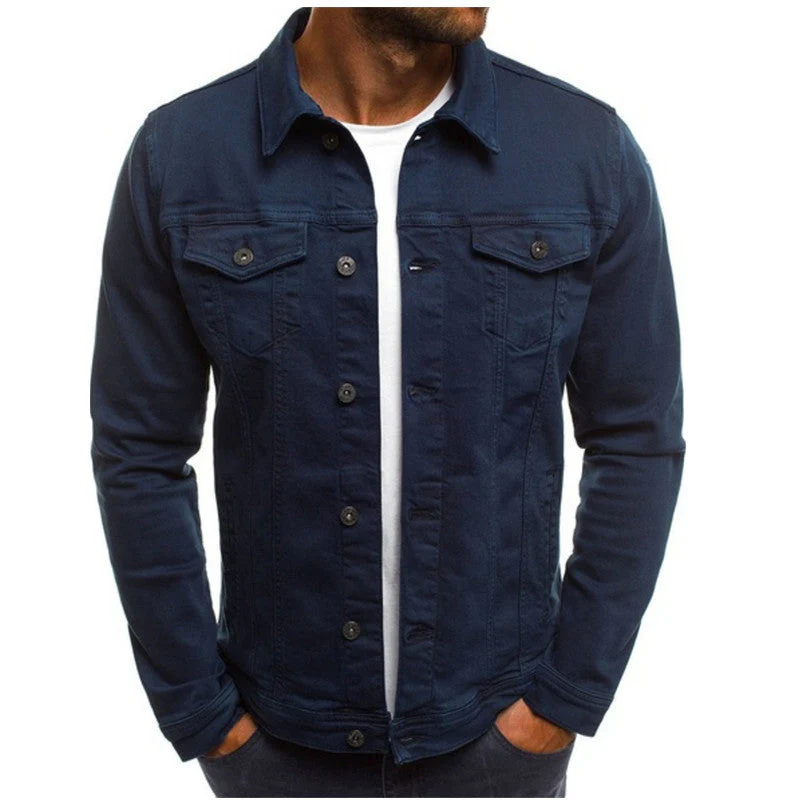 Miesten Denim Takki Regular Fit Napitettava Rintataskuilla - Image 5
