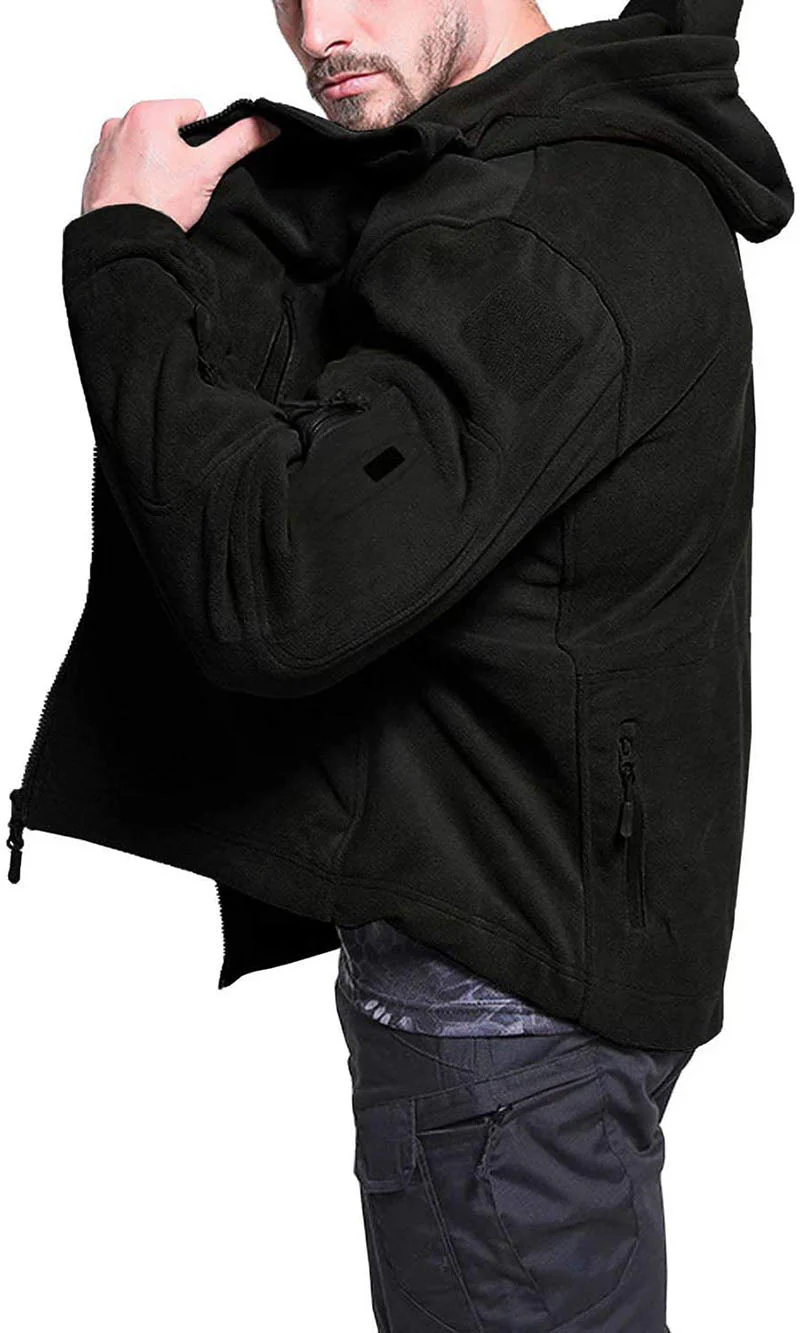 Miesten Fleece-takki Huoodilla ja Vetoketjullisilla Taskuilla - Image 4