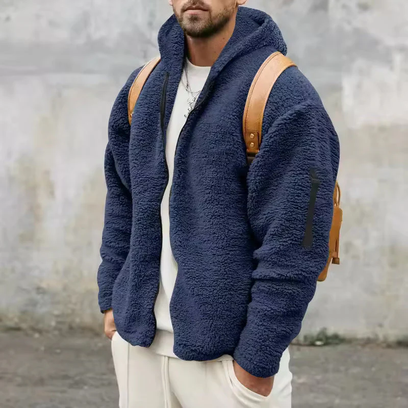 Miesten Fleece-takki Ylipitkä Huppu - Image 2