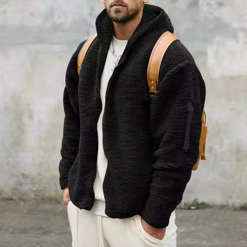 Miesten Fleece-takki Ylipitkä Huppu - Image 3