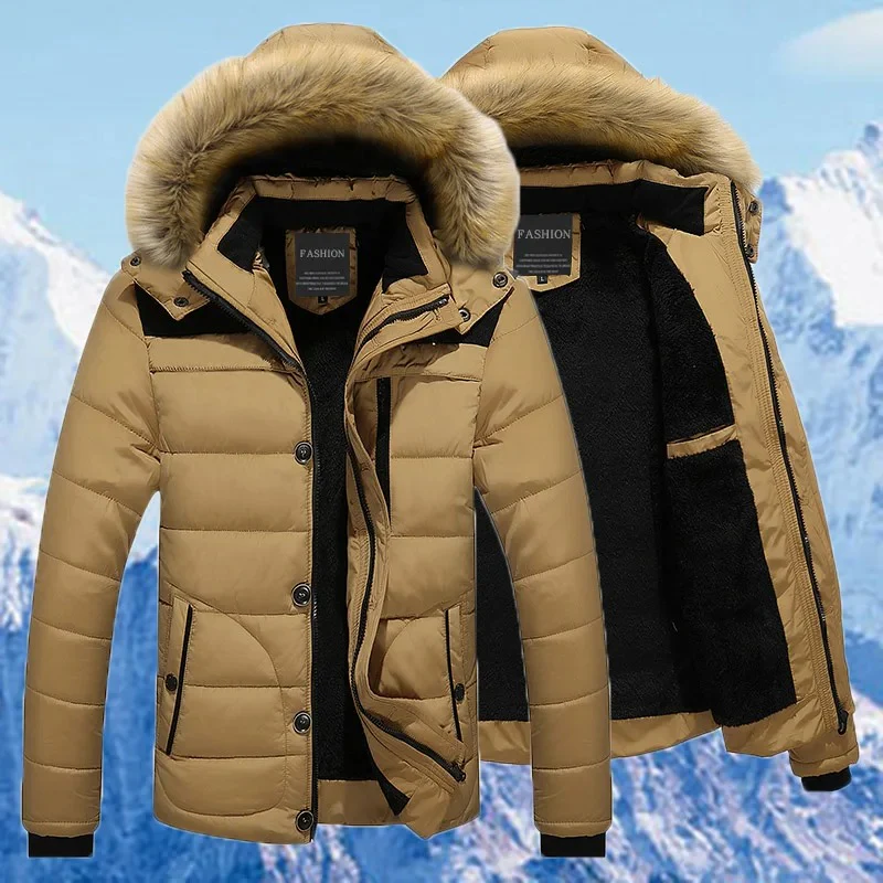 Miesten Fleece turkis alas puuvilla Parka - Image 7