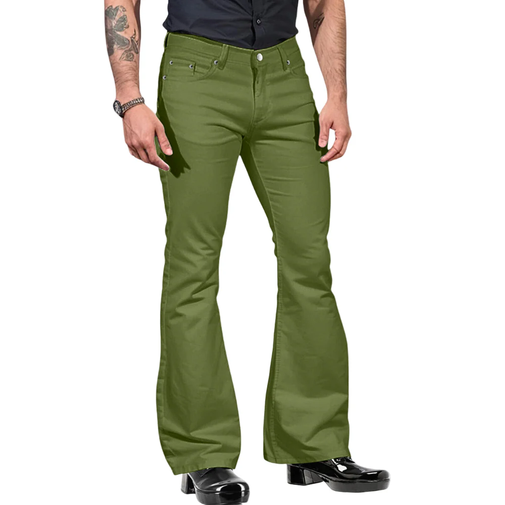 Miesten Housut Retro Flare Leveä Leikkaus Mukava Stretch-Materiaali