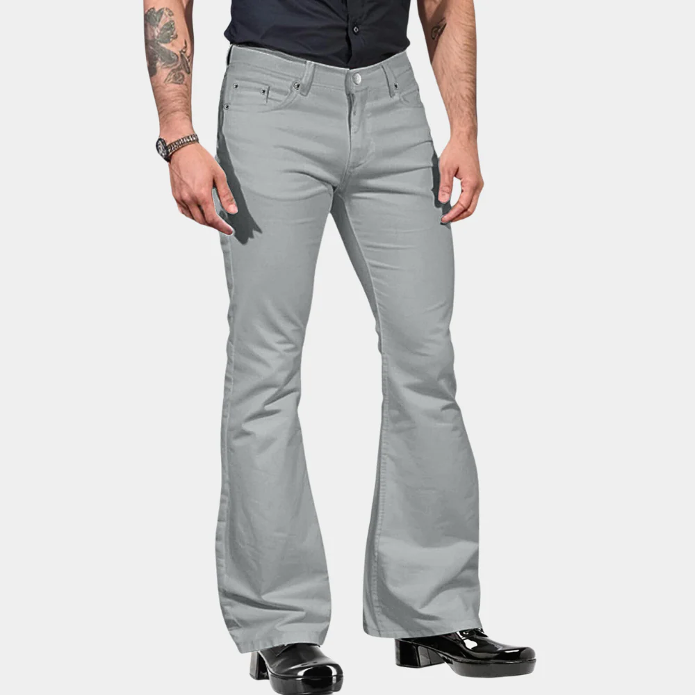 Miesten Housut Retro Flare Leveä Leikkaus Mukava Stretch-Materiaali - Image 3