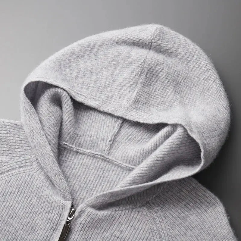 Miesten Hupullinen Merinovillapaita – Vetoketjullinen, Paksu Neulos, Pitkähihainen - Image 2