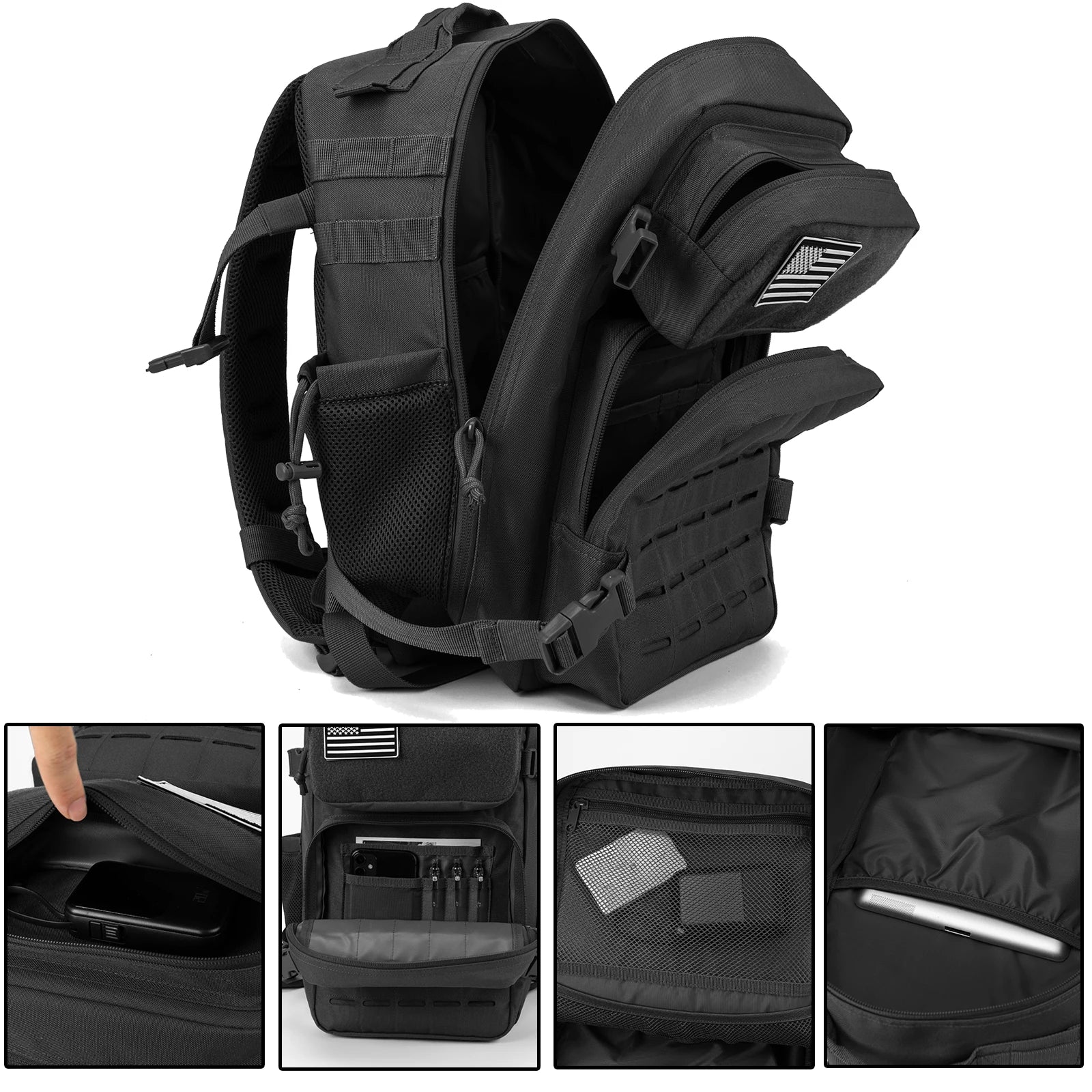 Miesten ja Naisten 25L Ulkoilureppu MOLLE-tyyli - Image 6