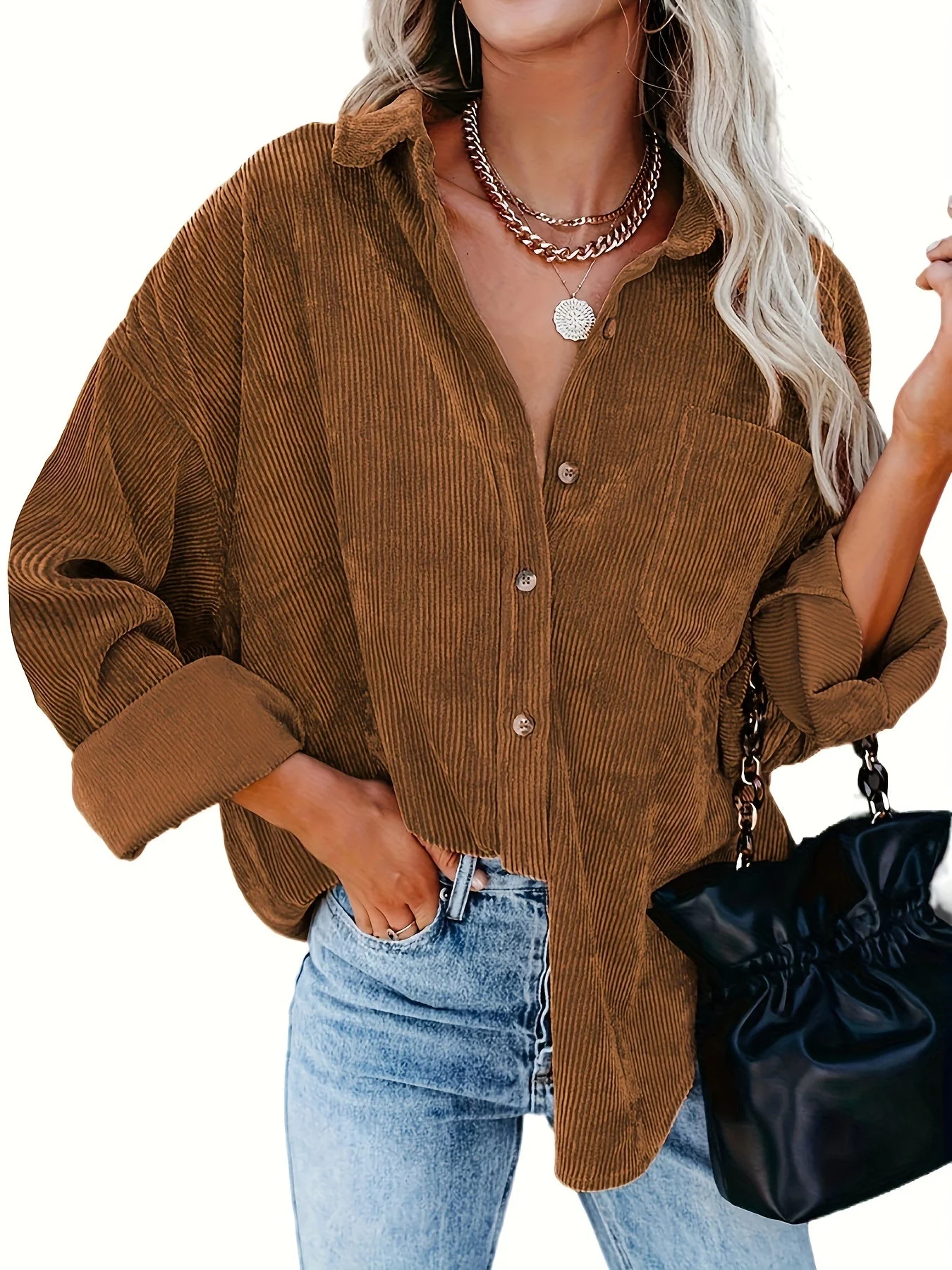 Miesten Kauluspaita Oversized Corduroy Mukava - Image 6