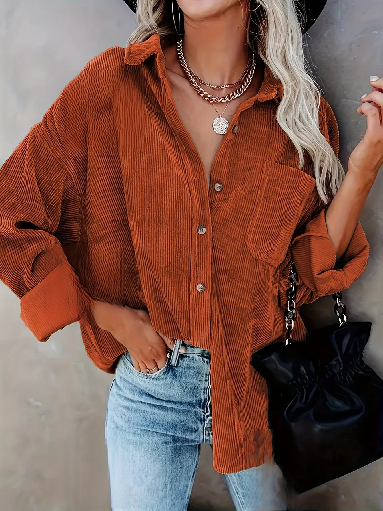 Miesten Kauluspaita Oversized Corduroy Mukava - Image 7