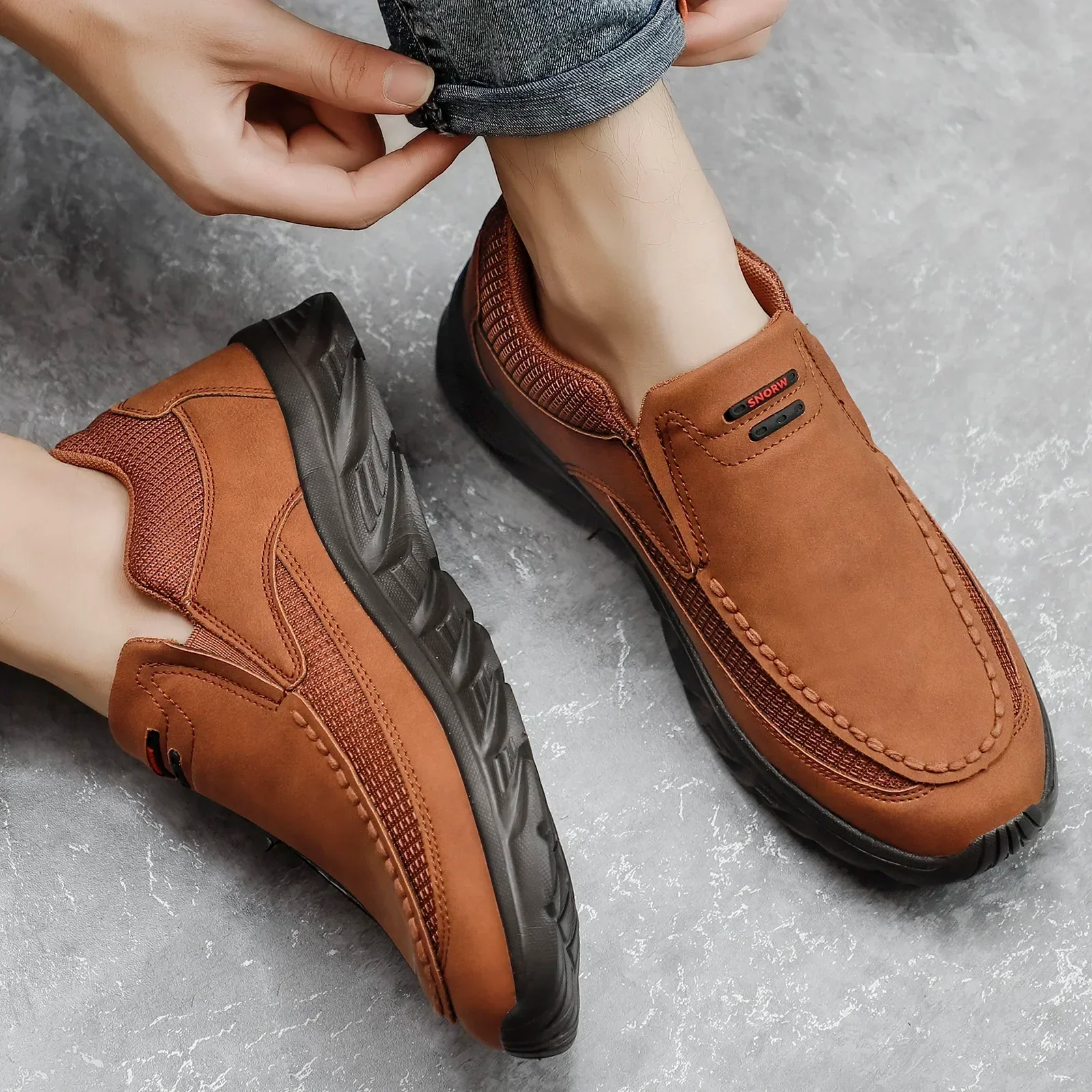 Miesten Kävelykengät Nahka Loaferit - Image 4