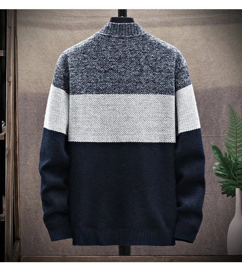 Miesten kontrastiraitainen Fleece-toppatakki - Image 5