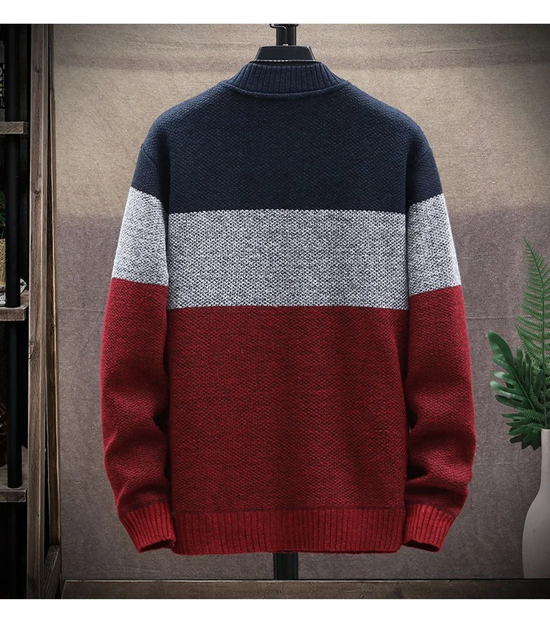 Miesten kontrastiraitainen Fleece-toppatakki - Image 7
