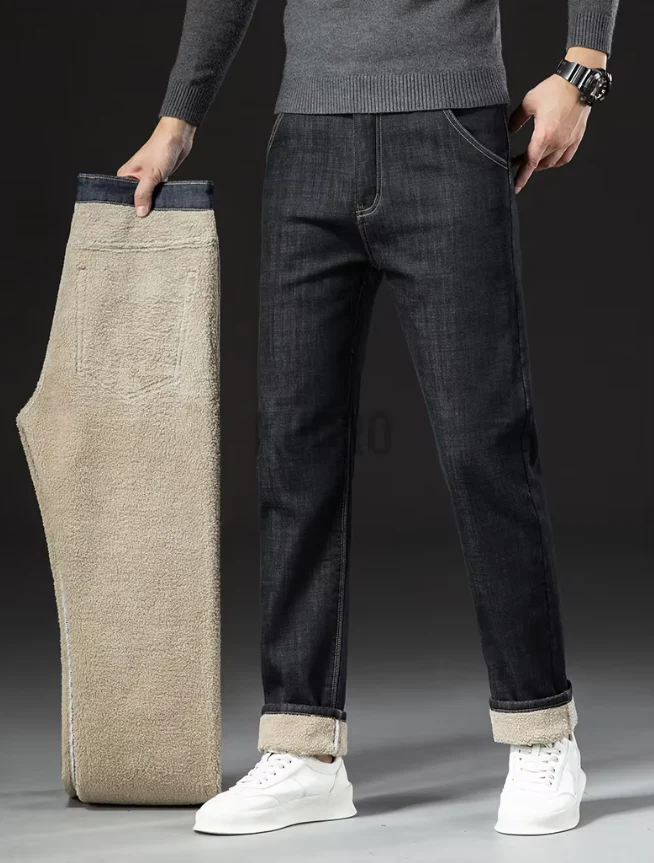 Miesten Lamb Fluff Denim Suorat housut - Image 10