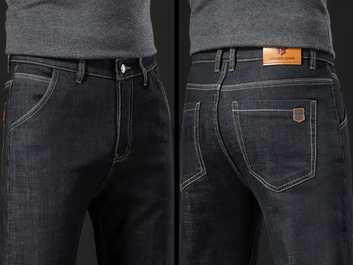 Miesten Lamb Fluff Denim Suorat housut - Image 11