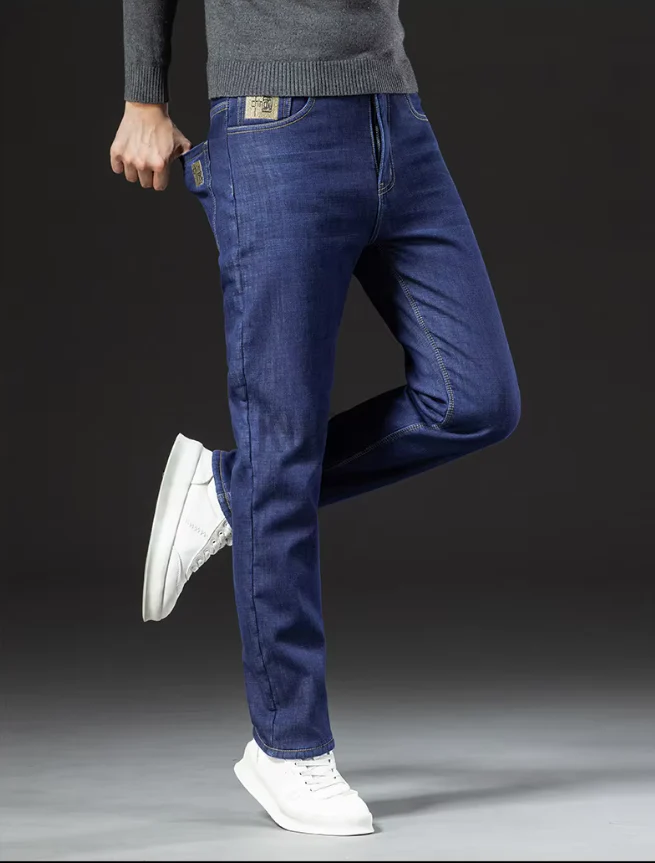 Miesten Lamb Fluff Denim Suorat housut - Image 6
