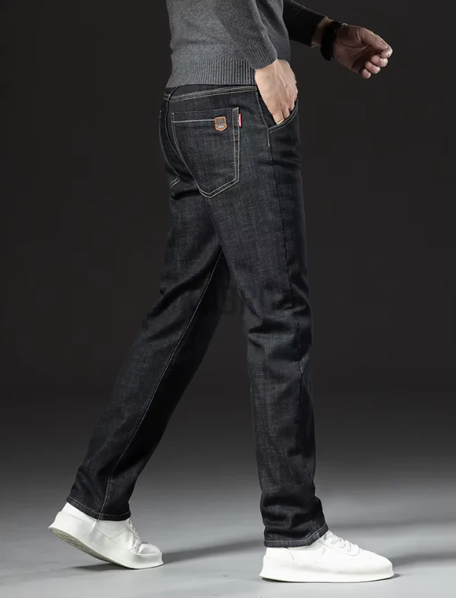 Miesten Lamb Fluff Denim Suorat housut - Image 9