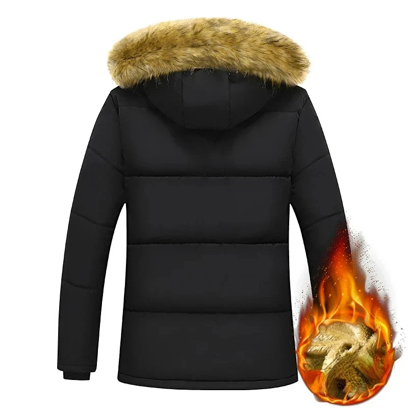 Miesten lämmin hupullinen turkiskaulustakki - Image 4
