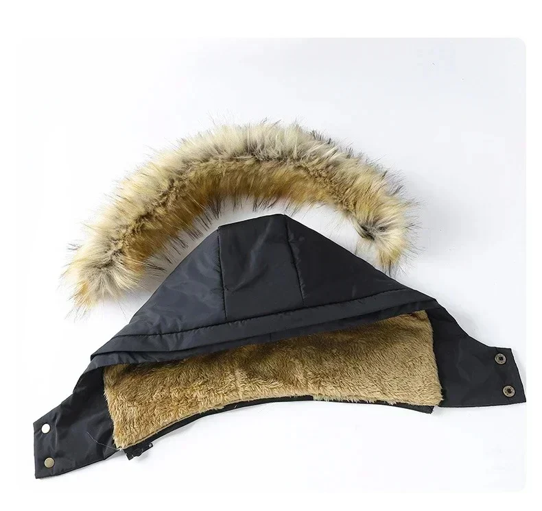 Miesten lämmin hupullinen turkiskaulustakki - Image 5