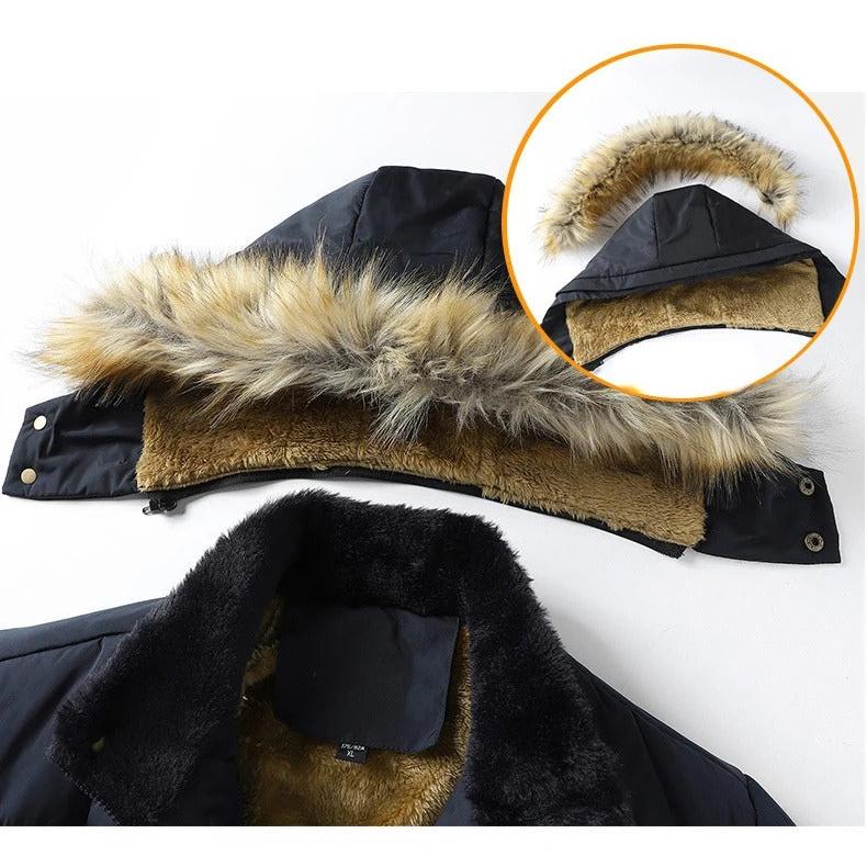 Miesten lämmin hupullinen turkiskaulustakki - Image 6