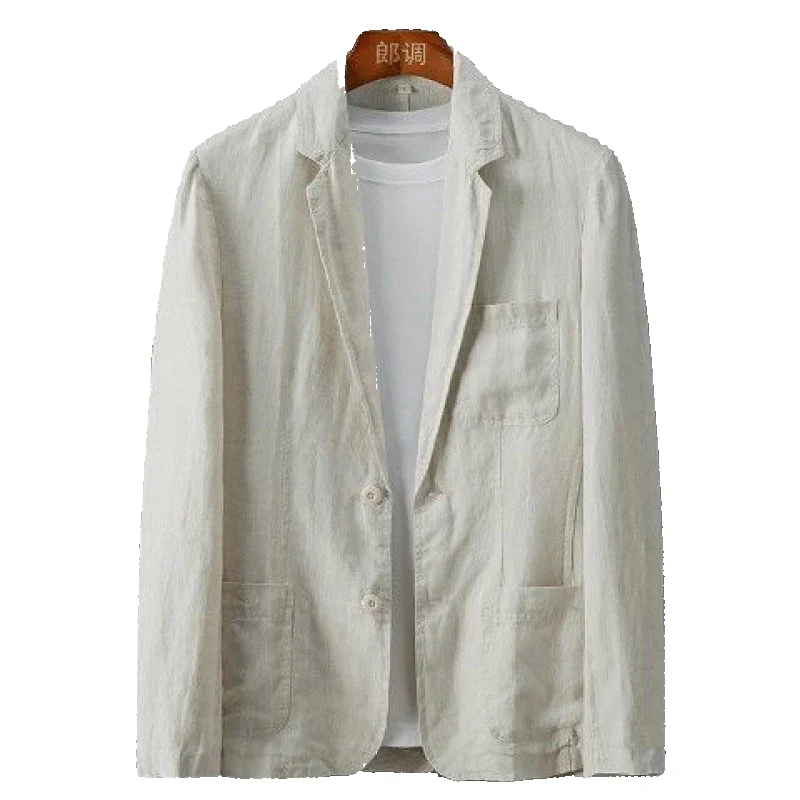 Miesten Liituraitablazer Slim Fit Pellava